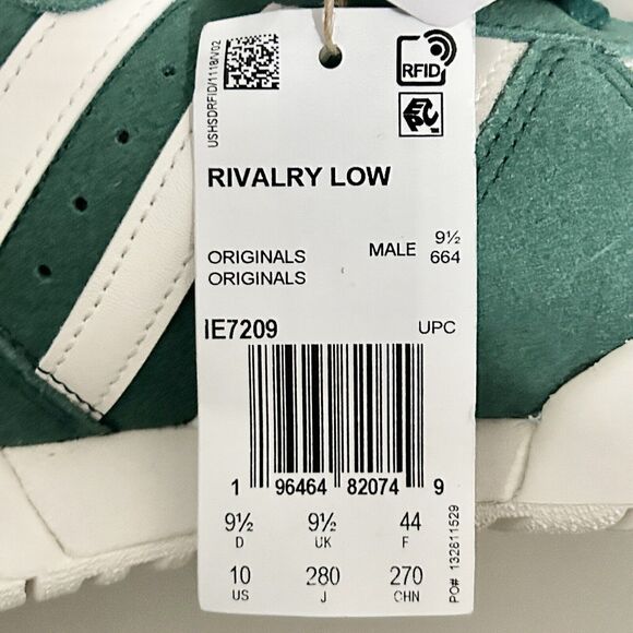 Adidas Rivalry Low “Collegiate Green” Men’s Size 10 Lifestyle Sneakers - Picture 8 of 9
